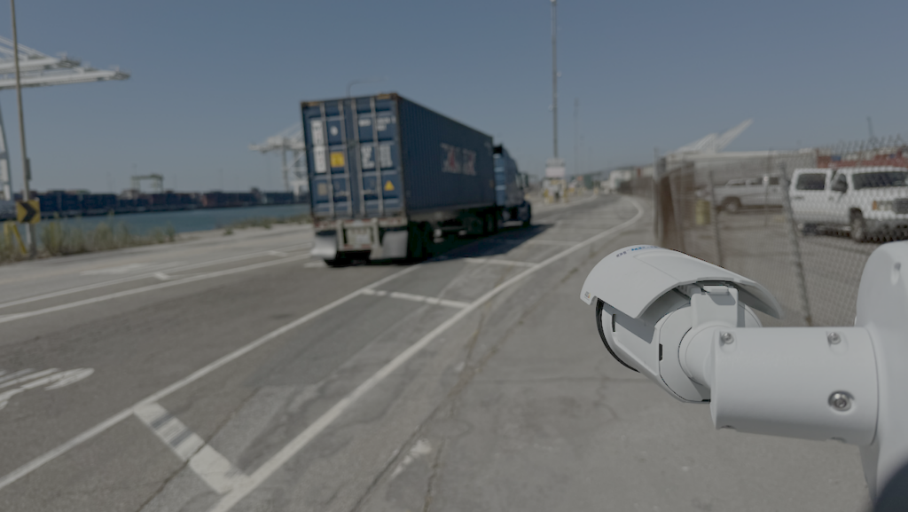 Truck driving in front of the SiteTrax.io Virtual Gate Camera